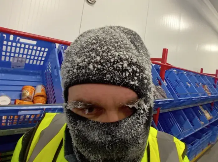 Man working in freezer