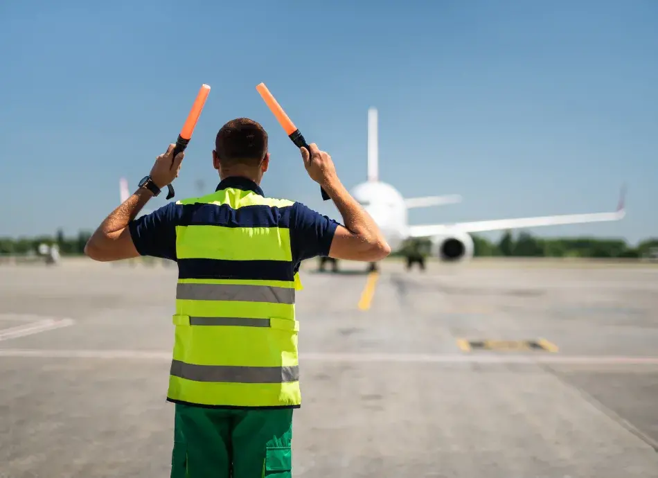 Man working on airport runway