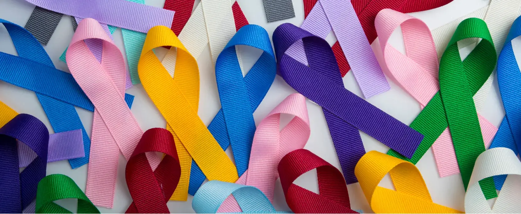 Assortment of different cancer ribbons
