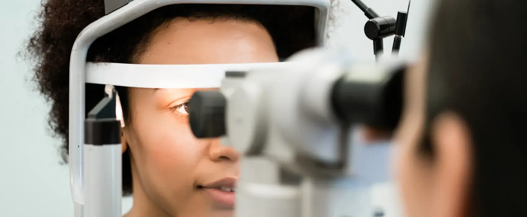 Woman getting an eye test