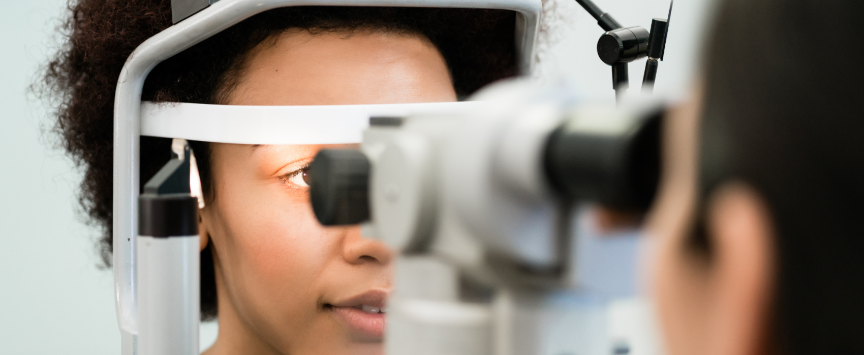 Woman getting an eye test