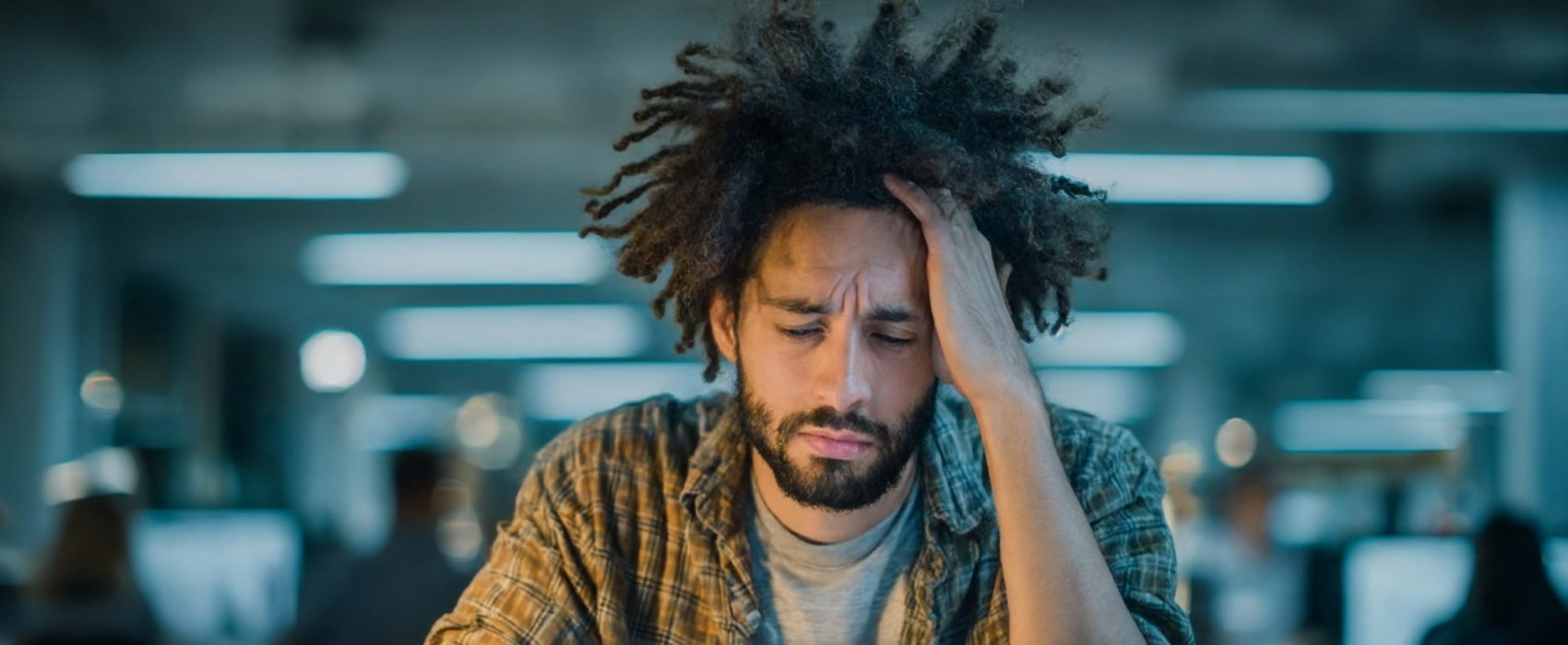 Stressed man at work