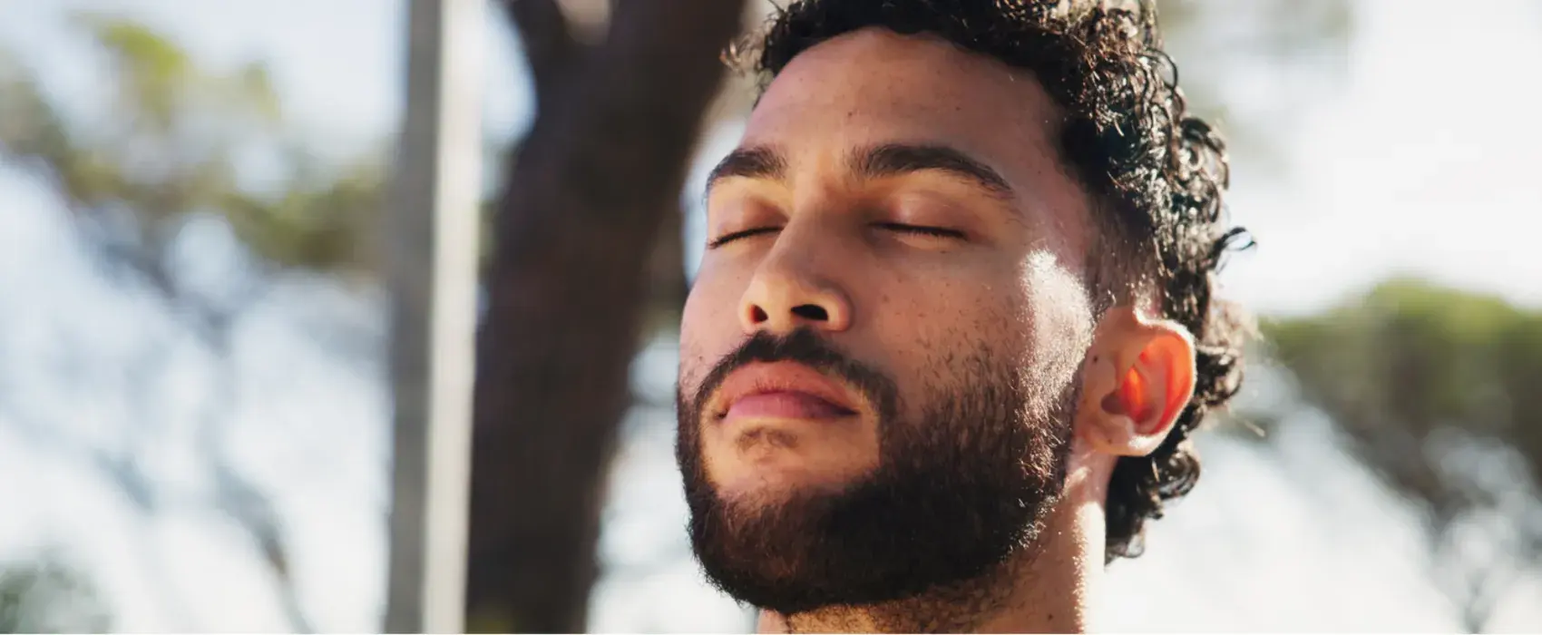 Man breathing fresh air