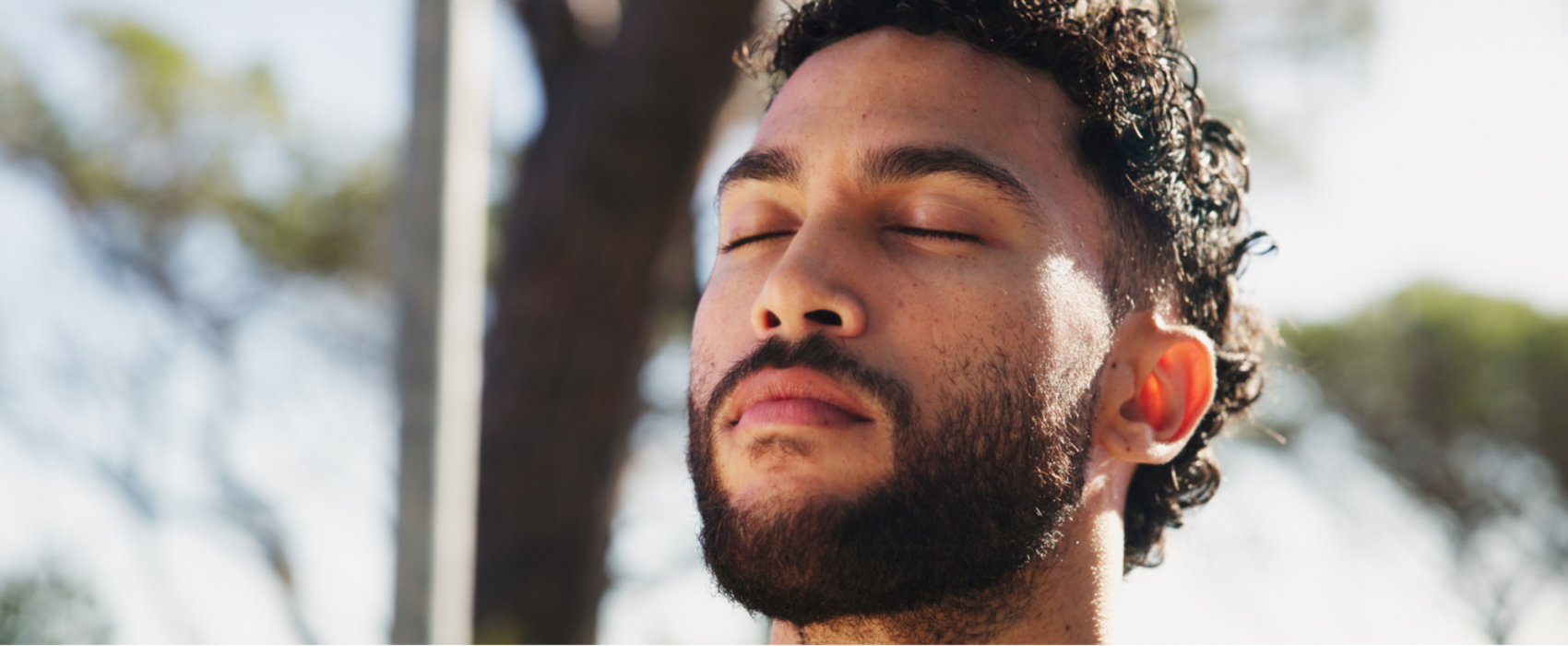 Man breathing fresh air