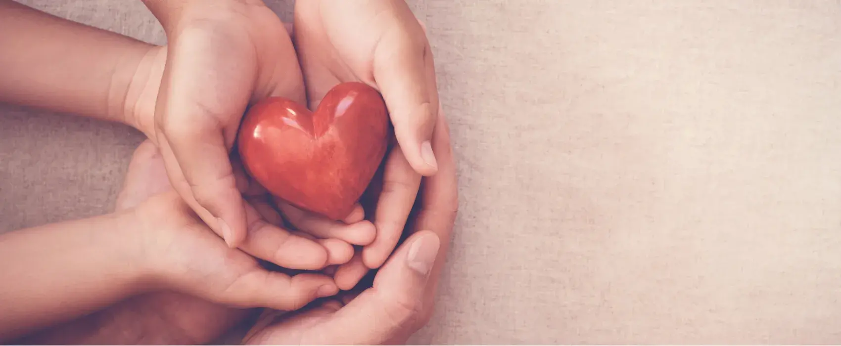 Group of hands holding a heart