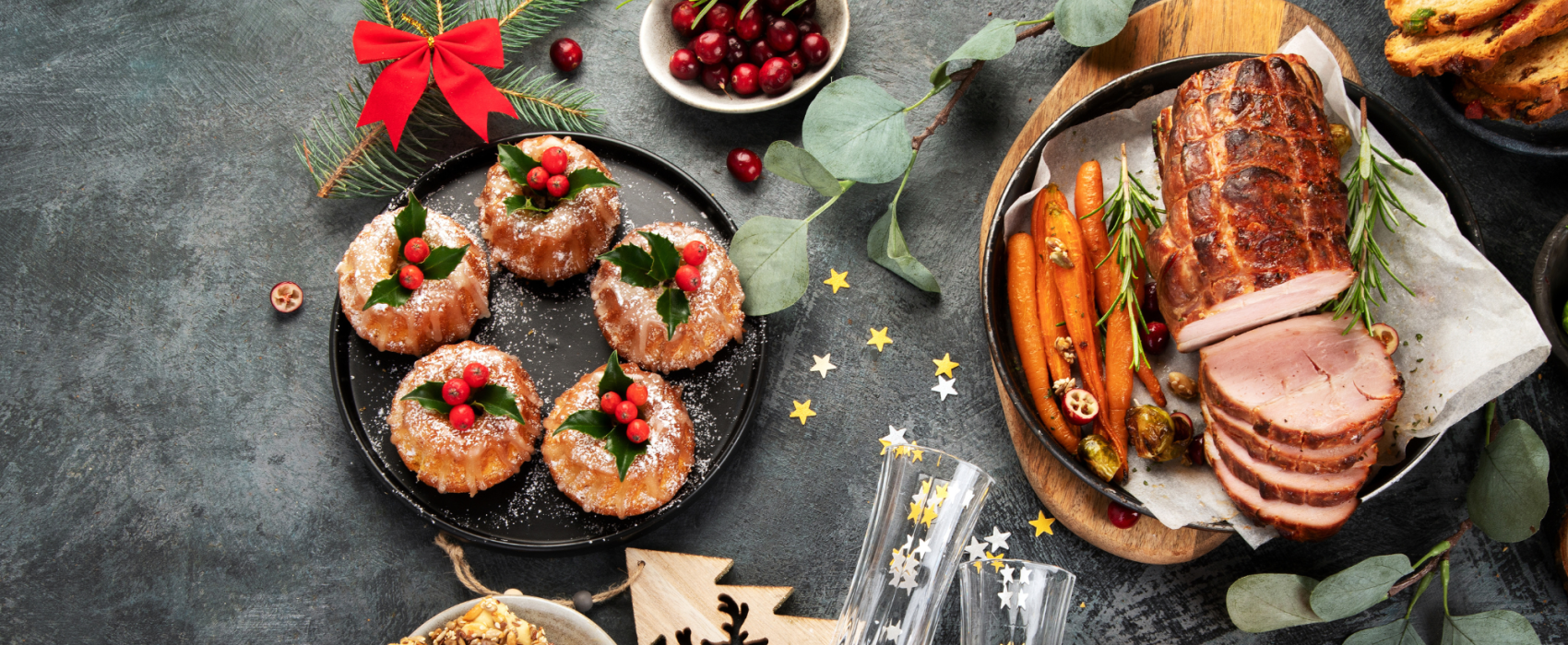 Christmas dinner flatlay