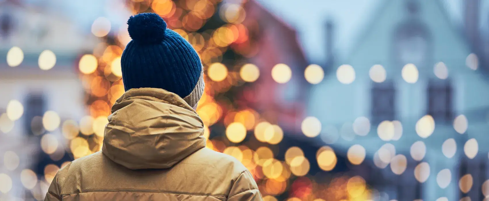 A man at a Christmas market