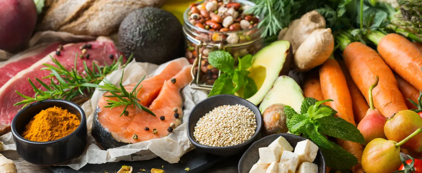 Assortment of healthy foods