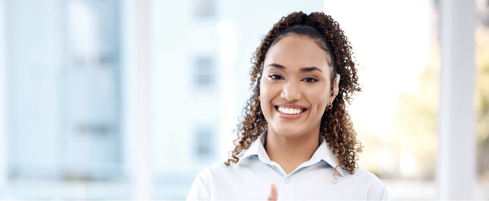 Women with hearing aid