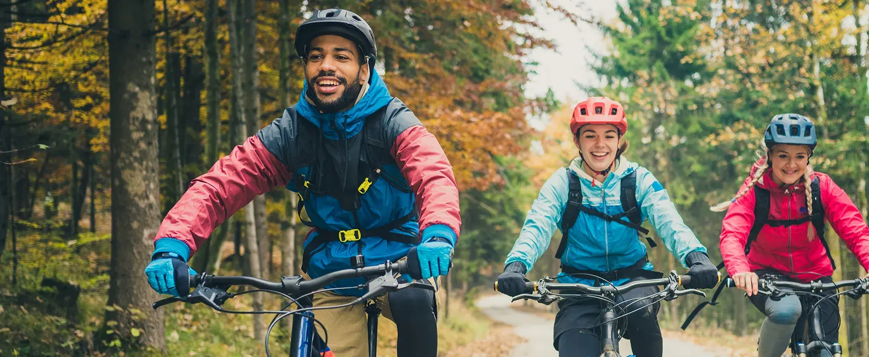 Cyclists outside in nature