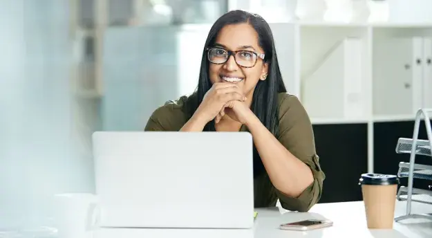 Woman working at laptop