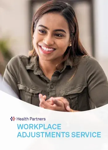 Workplace Adjustments Service brochure cover showing a young woman smiling